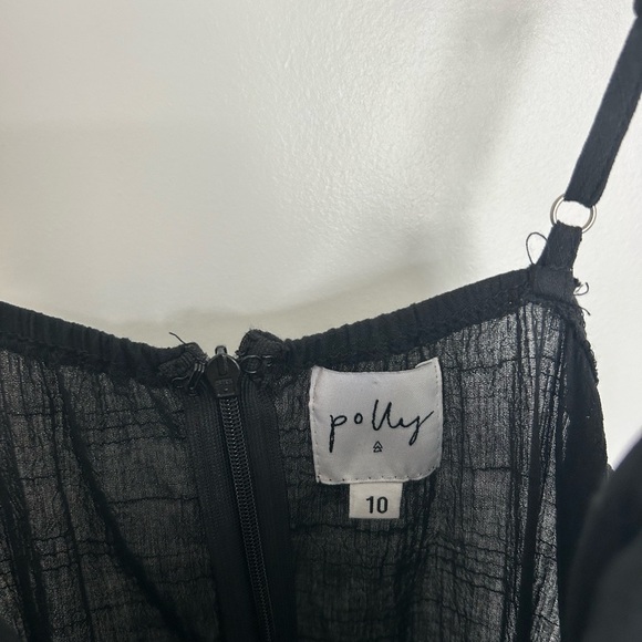 Polly Black Mini Wrap Linen Dress Size 10 Square Neck - Picture 5 of 6